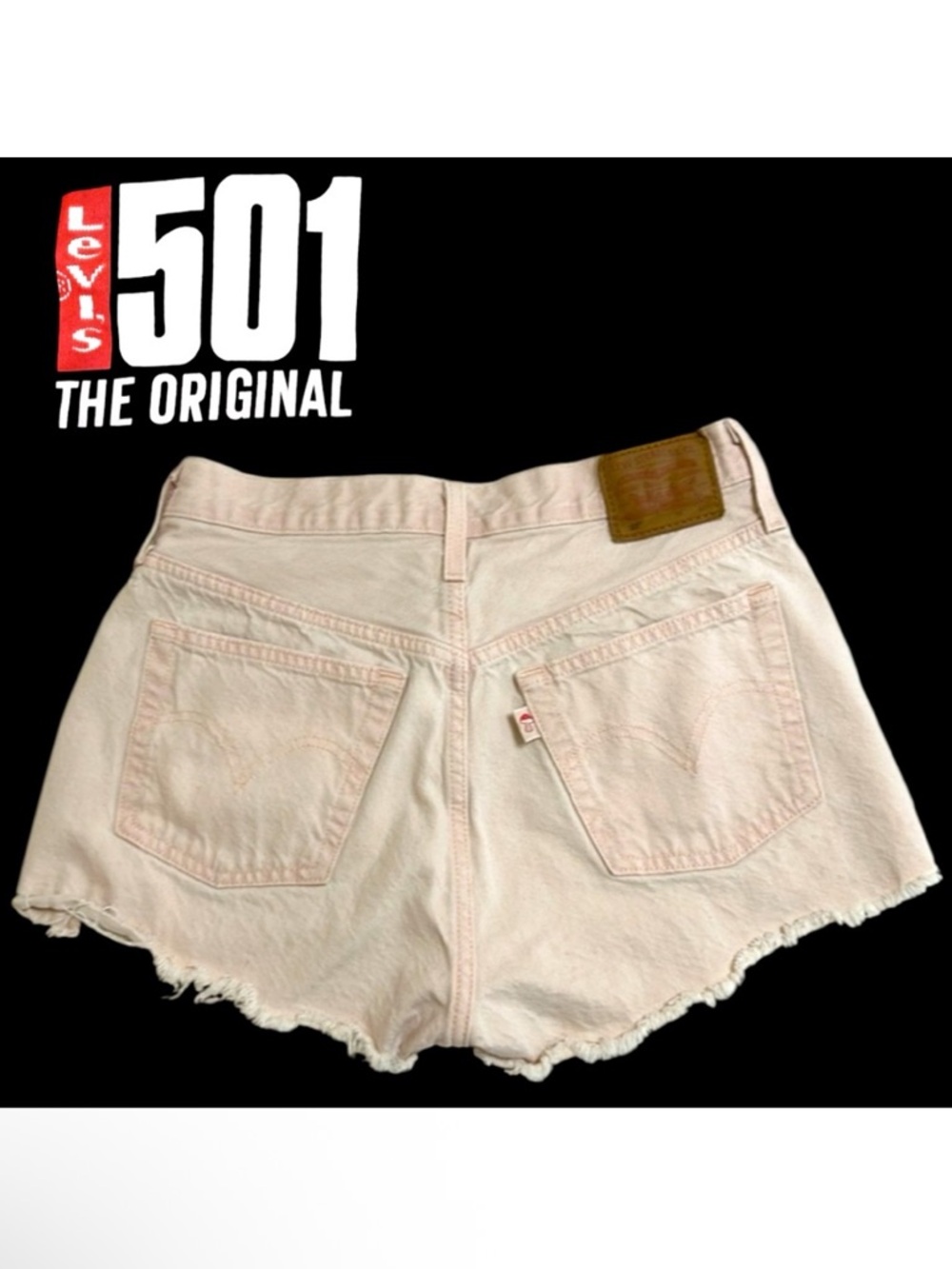 Levi's 501 Denim Cut Off Jean Shorts Fringe Shorts Pale Light Bubblegum Pink